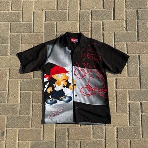 Urge Black Button-Up with Red and White Accents